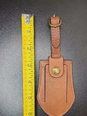 Frye Tan Leather Luggage Tag with Brass Snap